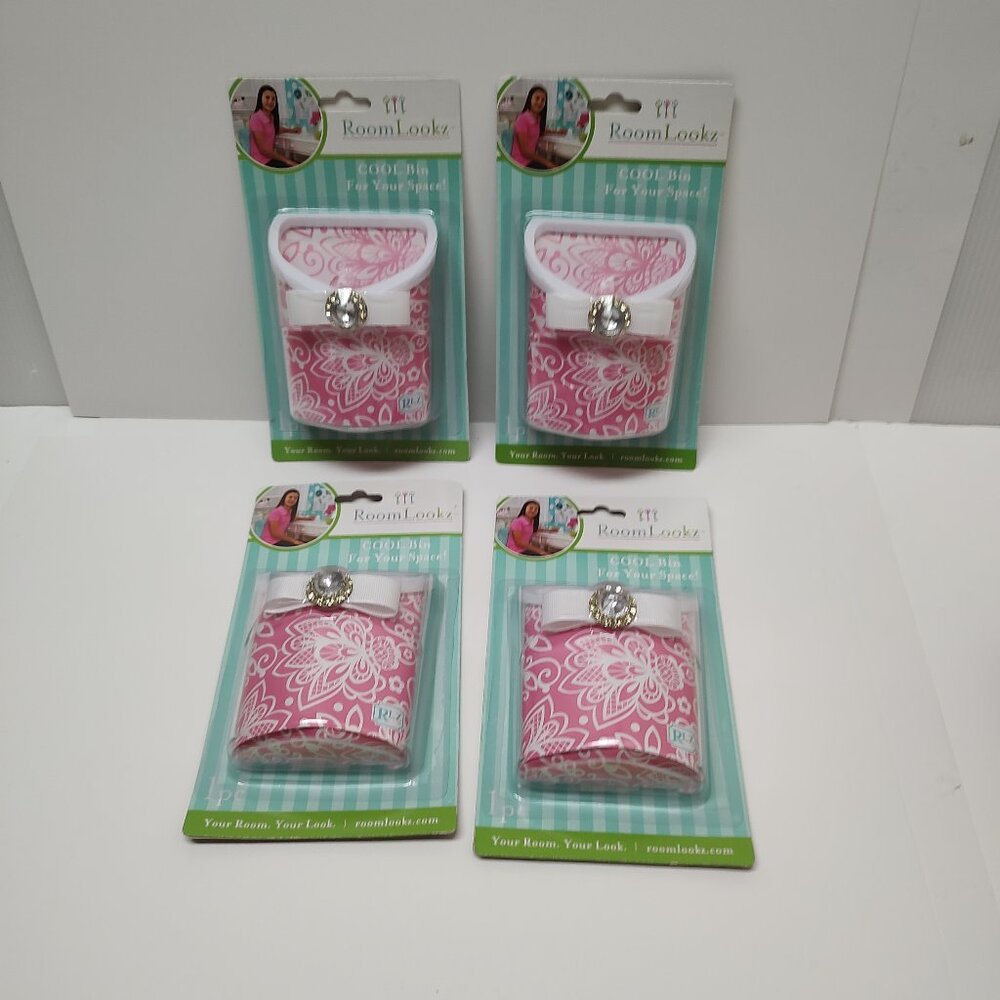 RoomLookz  Magnetic Locker Bins - Set of 4 Pink Lace